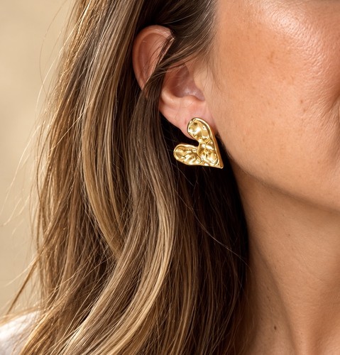 18k gold plated heart - plated, earring