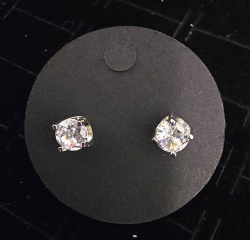 Silver tone clear round cubic - silver,