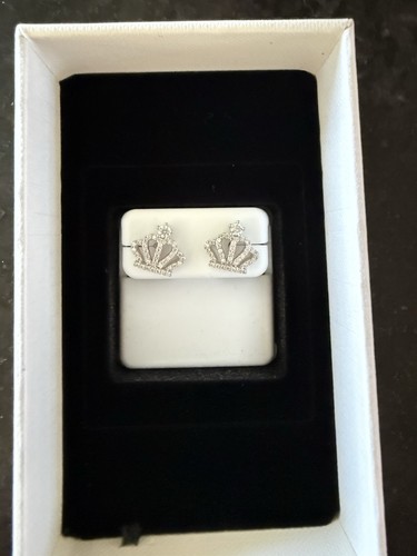 Silver crown earrings - silver,