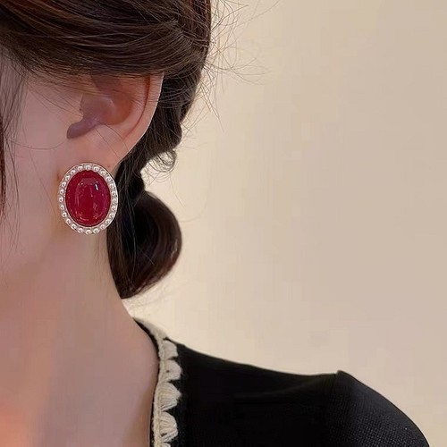 Women geometric oval stud - oval,