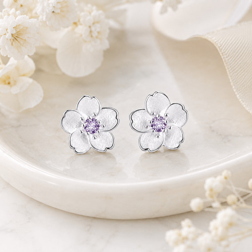 Sterling silver purple zircon - sterling,