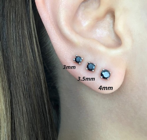 Black cubic zirconia studs - zirconia,