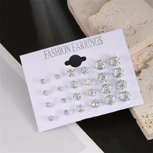 Silver alloy zircon - alloy, stud